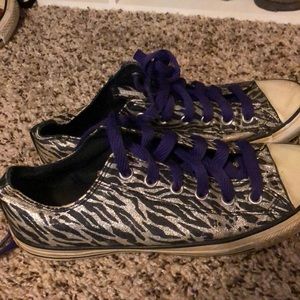 Sparkly zebra striped converse